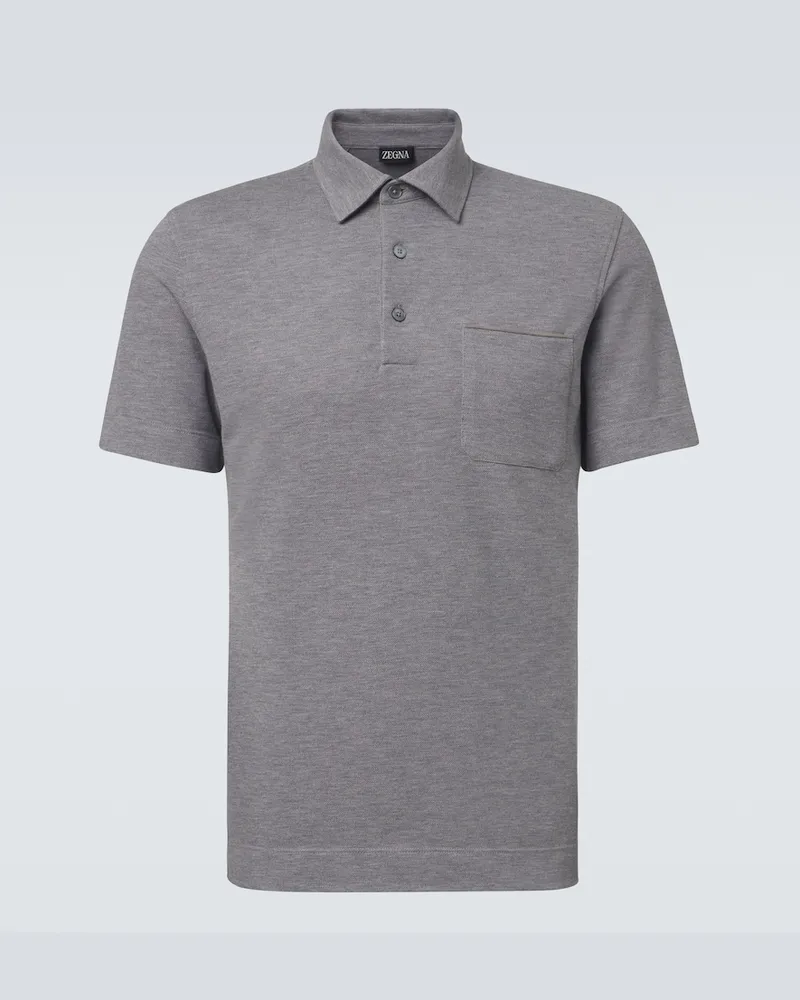 Ermenegildo Zegna Polo in piqué di cotone Grigio