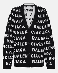 Balenciaga Cardigan in misto lana con logo Multicolore