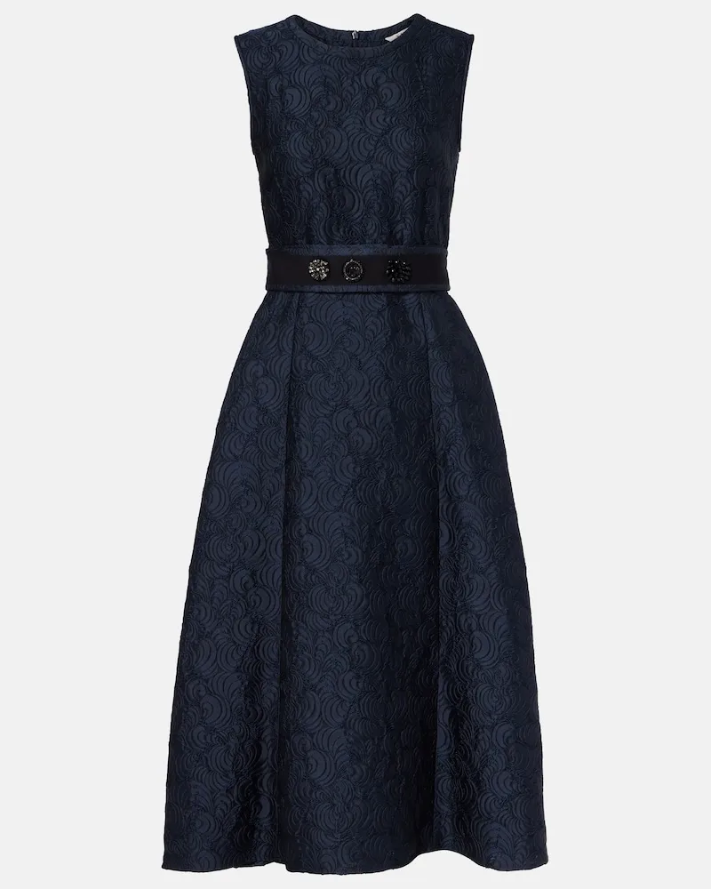 Max Mara Abito midi in jacquard con cintura Blu