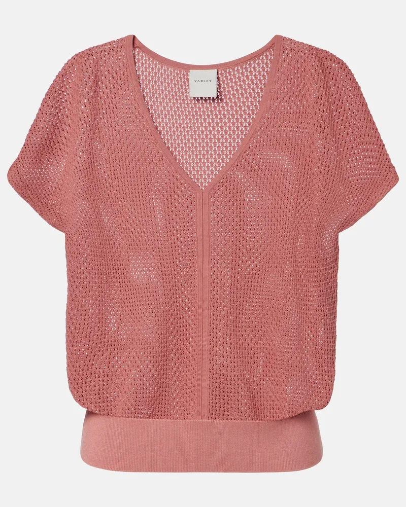 Varley Top Ashford in cotone traforato Rosa