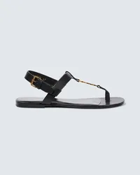 Saint Laurent Sandali infradito Cassandre in pelle Nero