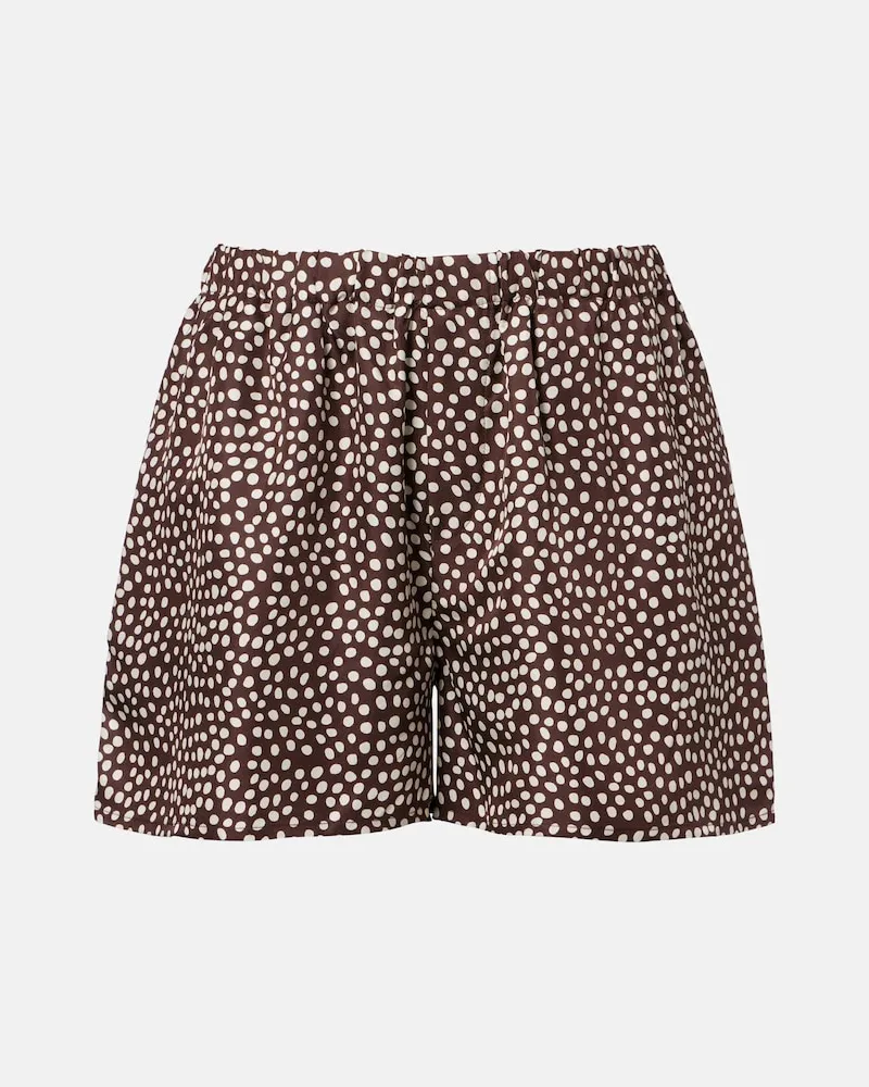 ASCENO Shorts pigiama Franca in seta a pois Marrone