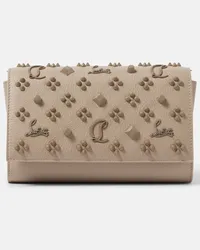 Christian Louboutin Clutch Paloma in pelle con decorazioni Beige