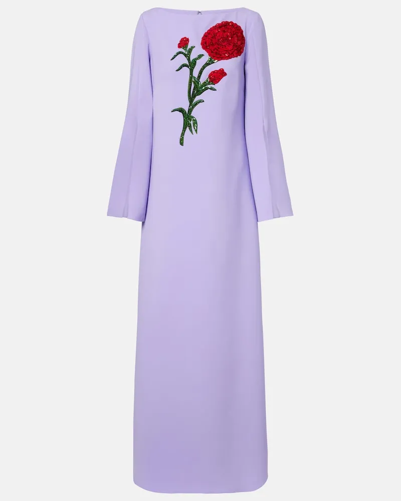 Carolina Herrera New York Abito lungo in crÃªpe con paillettes Viola