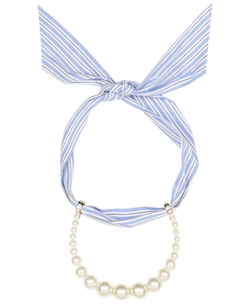 Miu Miu Collana foulard con perle sintetiche Bianco