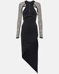 David Koma Abito midi asimmetrico con cut-out Nero