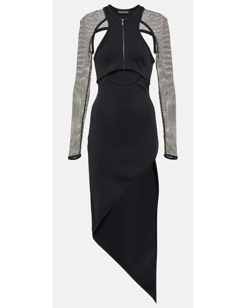 David Koma Abito midi asimmetrico con cut-out Nero