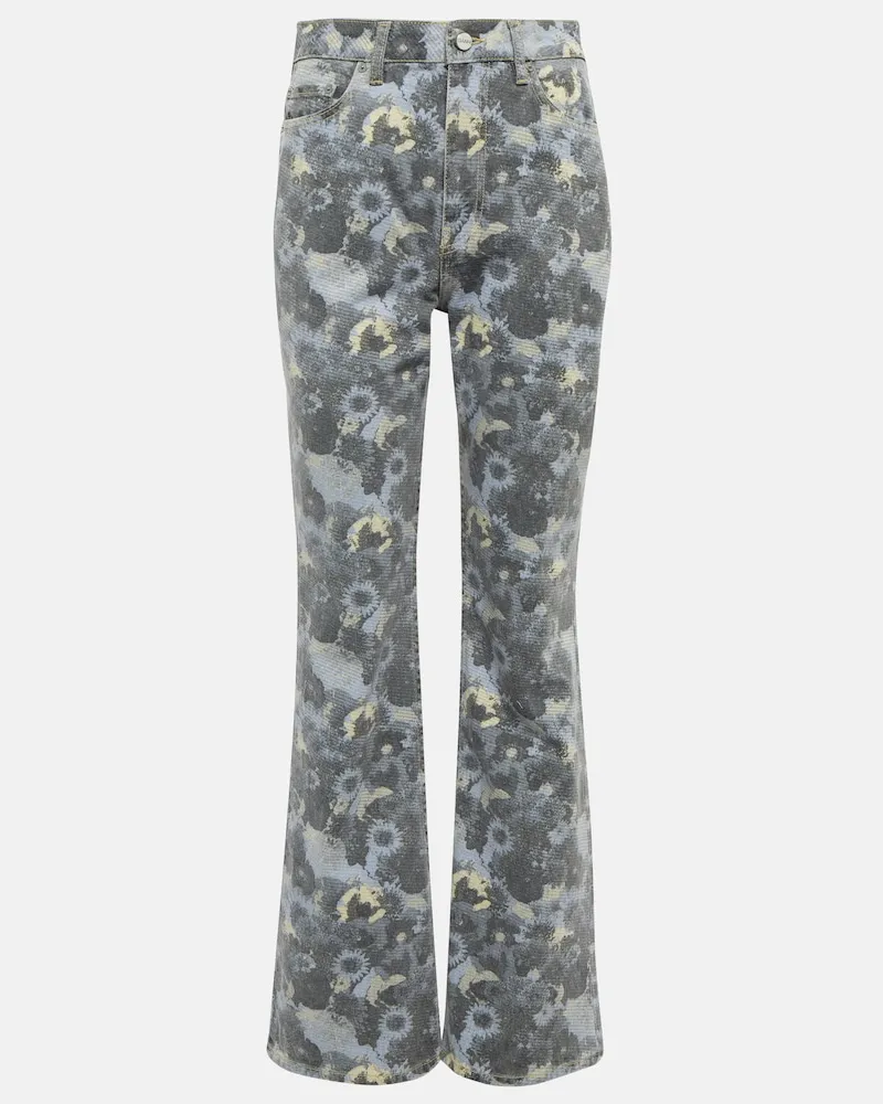 Ganni Jeans flared con stampa Blu
