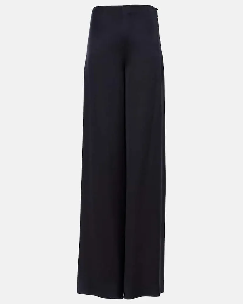 Loro Piana Pantaloni a gambla larga Dresden in raso Blu