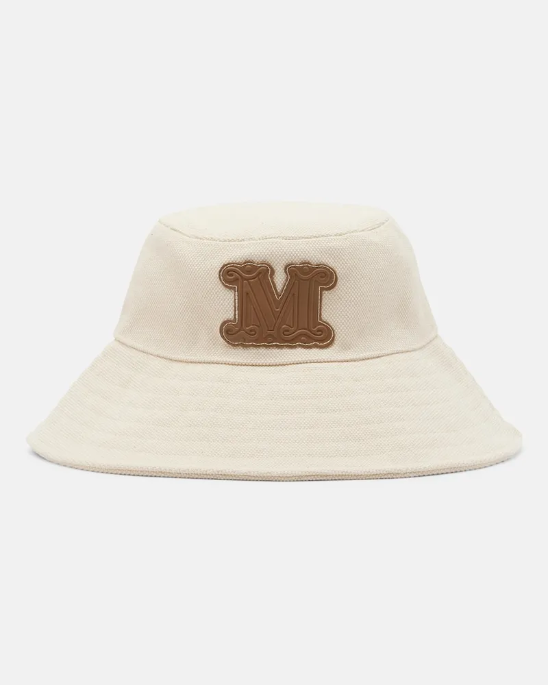 Max Mara Cappello da pescatore Gondola in canvas con pelle Bianco
