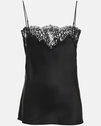 Stella McCartney Tank top in raso e pizzo Nero