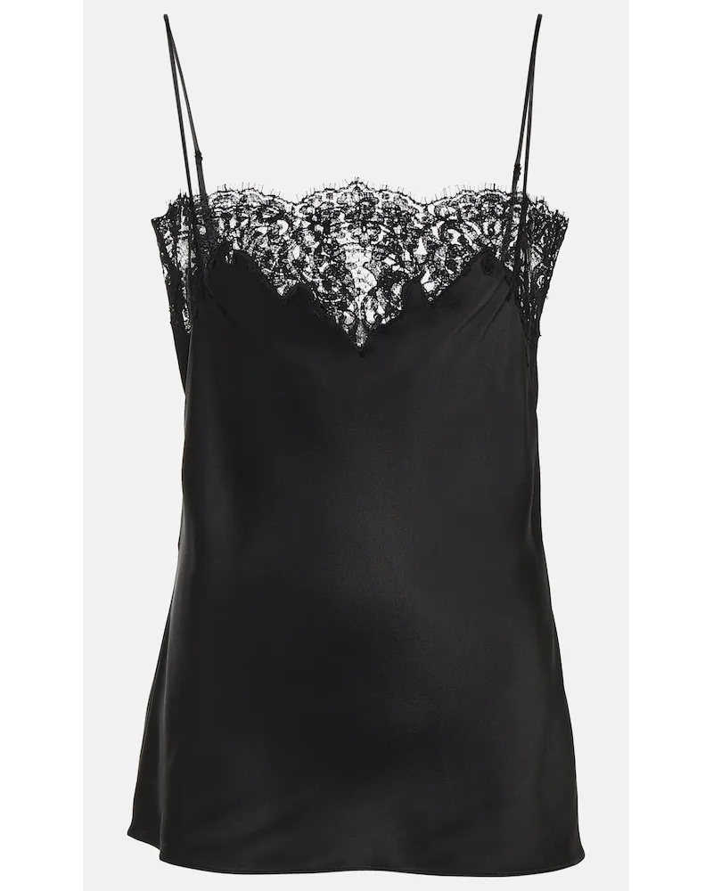 Stella McCartney Tank top in raso e pizzo Nero
