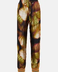 Dries van Noten Pantaloni in seta e cotone con stampa Multicolore