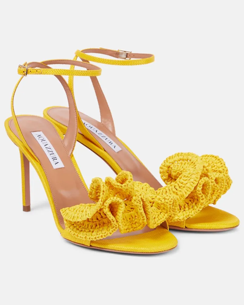 Aquazzura Sandali Noches Tropicales 85 in rafia Giallo