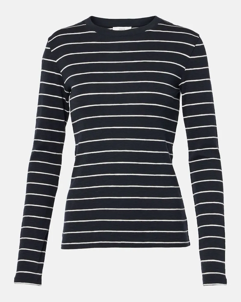 Vince Top in misto cotone a righe Bianco