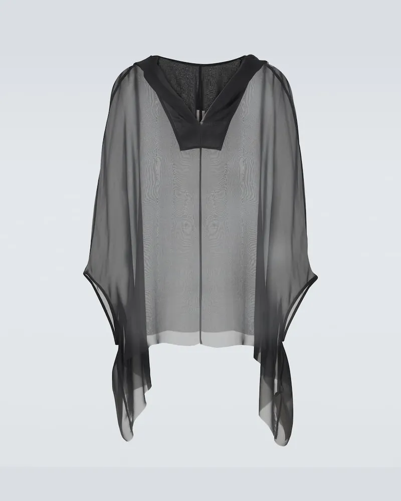 Rick Owens Felpa in seta con cappuccio Nero