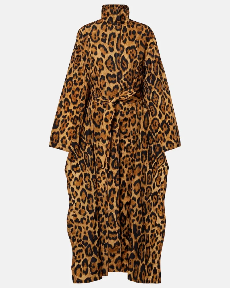 Alaïa AlaÃ¯a Trench in taffetÃ  con stampa animalier Marrone