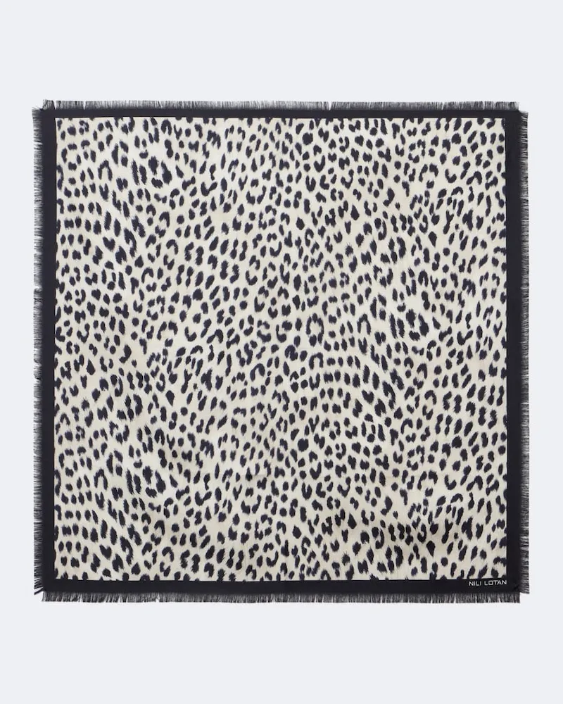 Nili Lotan Sciarpa in seta con stampa leopardata Nero