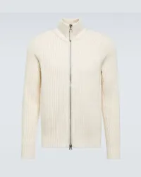 Tom Ford Cardigan in lana e cashmere a coste Bianco