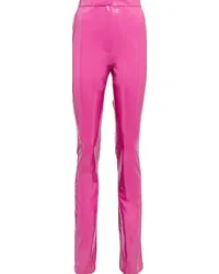 ROTATE Birger Christensen Pantaloni slim laminati a vita alta Rosa