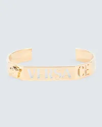 Versace Bracciale rigido con logo Oro