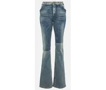 Balmain Jeans bootcut a vita media Blu