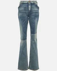 Balmain Jeans bootcut a vita media Blu