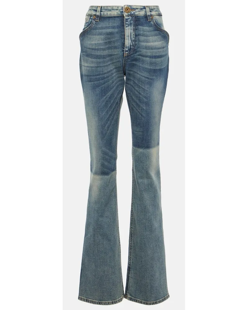 Balmain Jeans bootcut a vita media Blu
