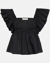 Ulla Johnson Top Romi in popeline di cotone Nero