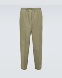 Jil Sander Pantaloni regular in popeline di cotone Verde