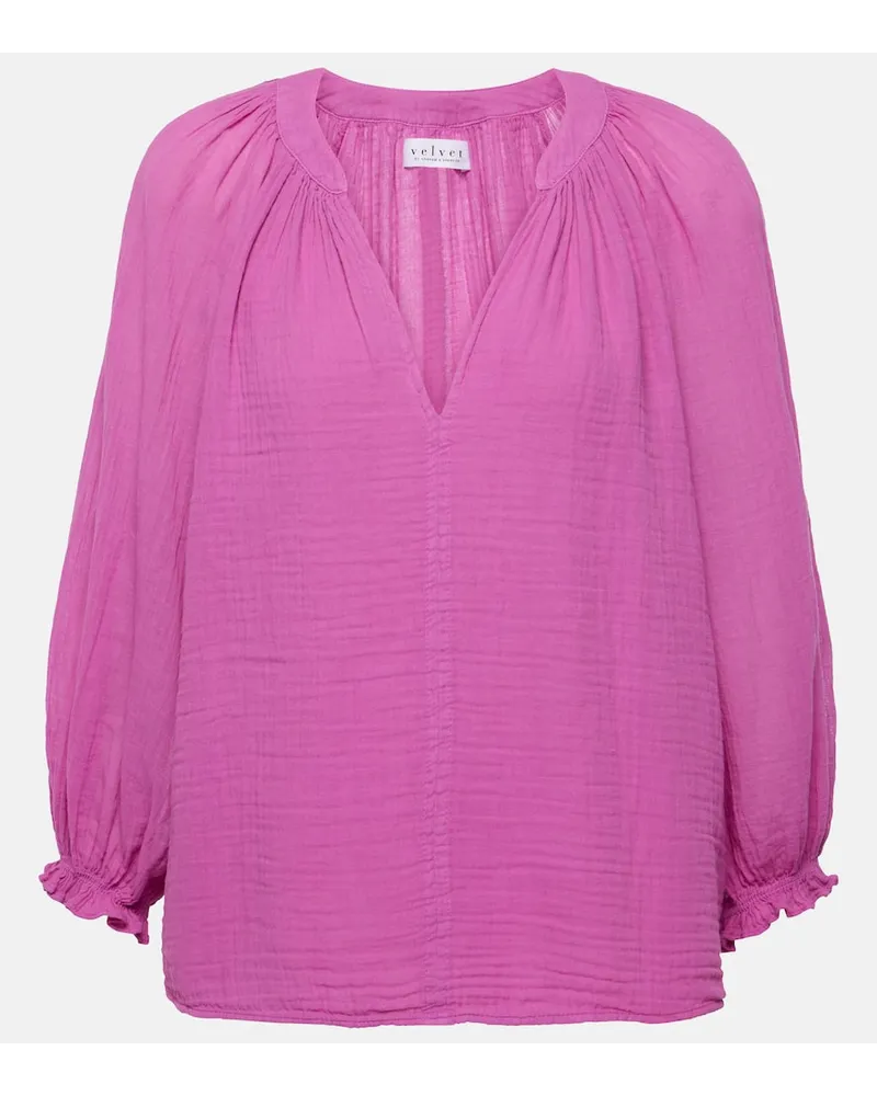 Velvet Blusa Denice in cotone Viola