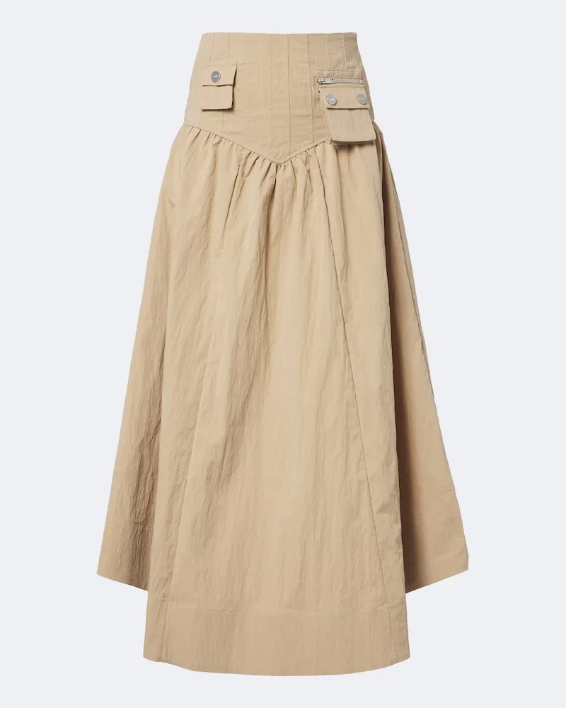 Ganni Gonna lunga in misto cotone Beige