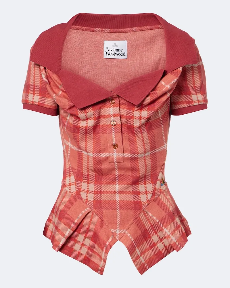 Vivienne Westwood Top Monday in cotone a quadri Rosa