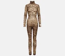 x Kim - Jumpsuit in misto seta con stampa leopardata