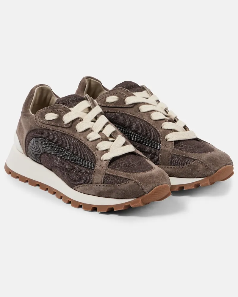 Brunello Cucinelli Sneakers in suede Marrone