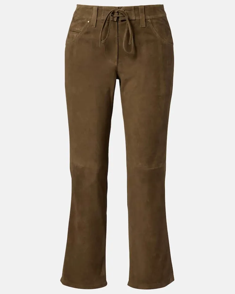 Isabel Marant Pantaloni regular in suede Verde