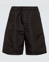 Valentino Garavani Shorts Toile Iconographe in seta Nero