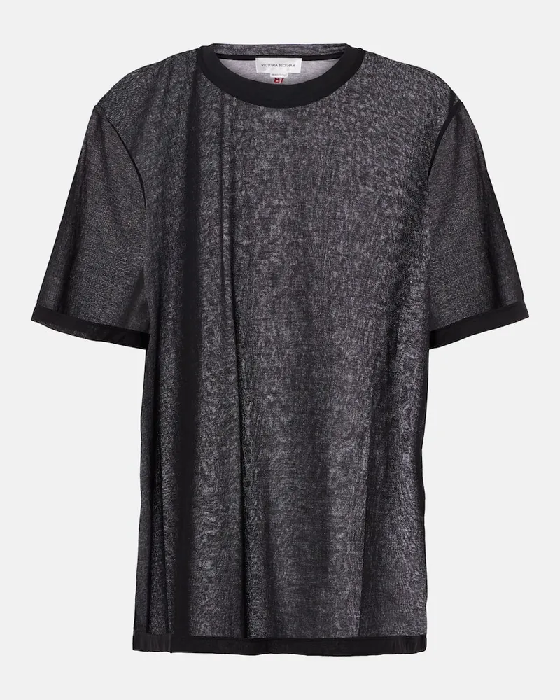 Victoria Beckham T-shirt in crÃªpe di misto cotone Nero