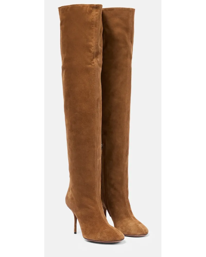 Alaïa AlaÃ¯a Stivali Fluide 90 in suede Marrone