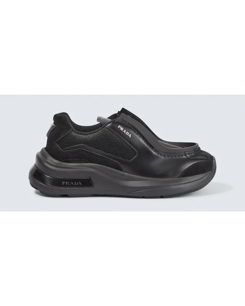 Prada Sneakers Systeme in pelle Nero