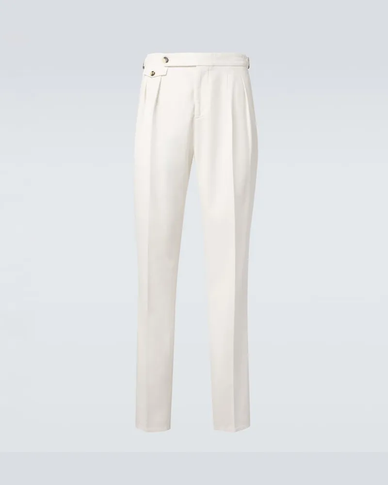 Brunello Cucinelli Pantaloni slim in cotone Bianco
