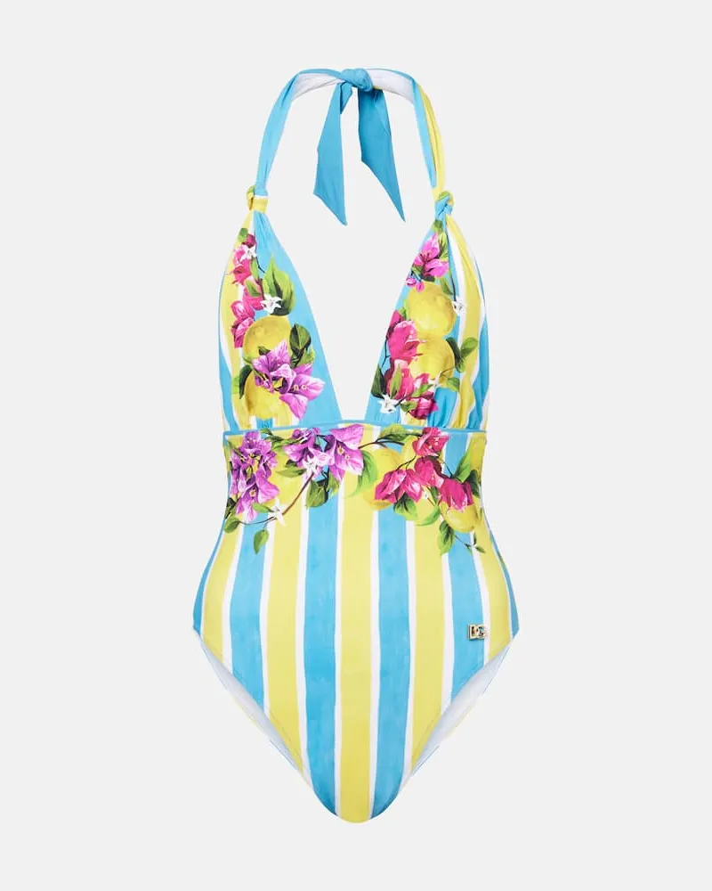 Dolce & Gabbana Costume intero con scollo allâamericana e stampa Multicolore