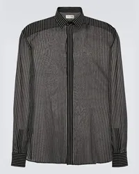 Saint Laurent Camicia gessata in georgette di seta Nero