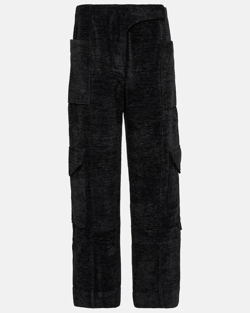 Ganni Pantaloni in ciniglia con vita alta Nero