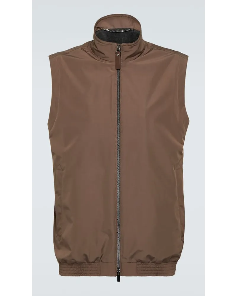 Canali Gilet in tessuto tecnico Marrone