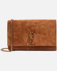 Saint Laurent Borsa a spalla Kate Medium in suede Marrone