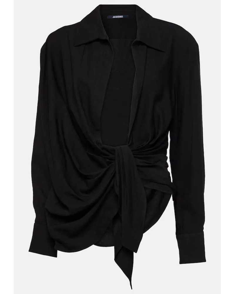Jacquemus Top La Chemise Bahia con fiocco Nero