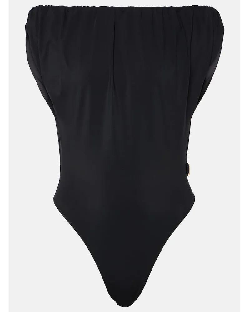 Jacquemus Costume intero con scollo bardot Nero