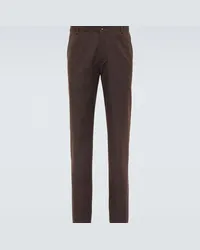 Loro Piana Pantaloni chino in cotone e lana Marrone