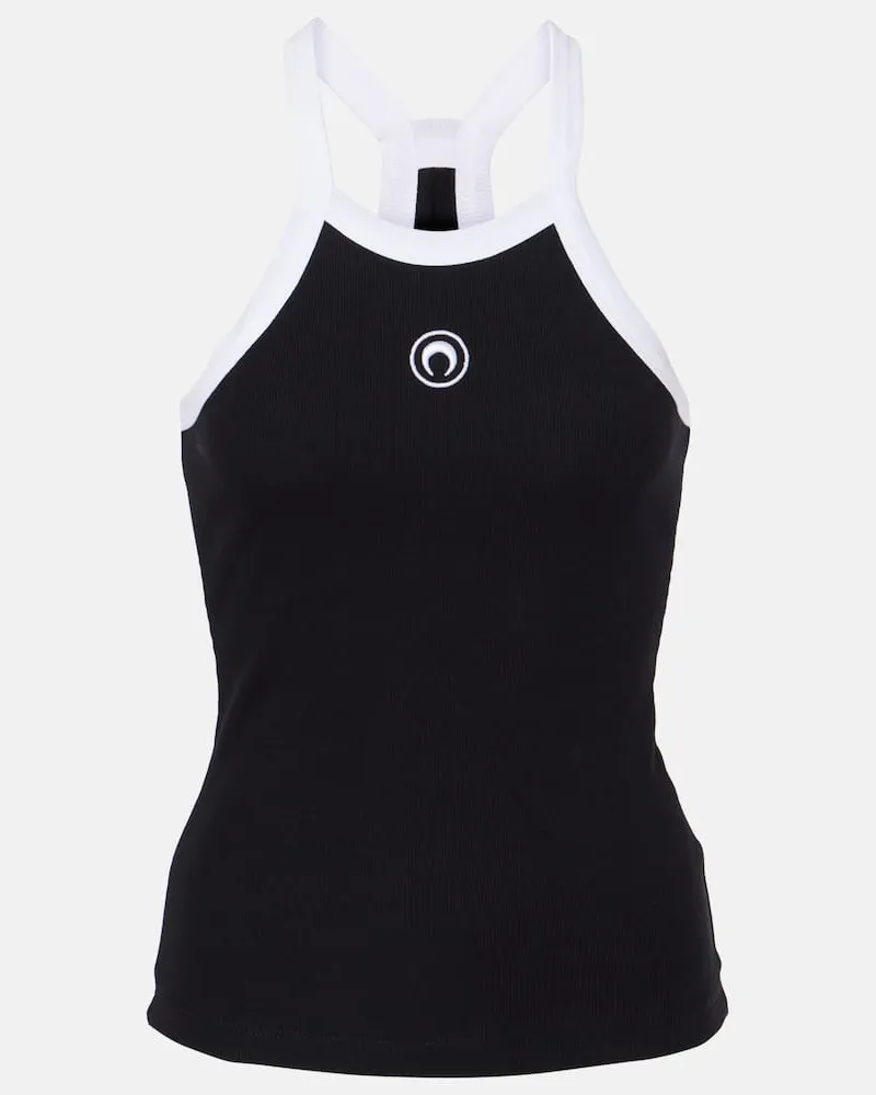 Marine Serre Tank top Moon in jersey di misto cotone Nero